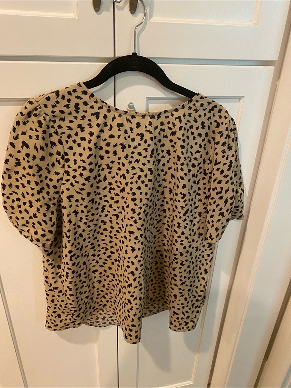 Papermoon Cream Leopard Print Puff Sleeve Blouse